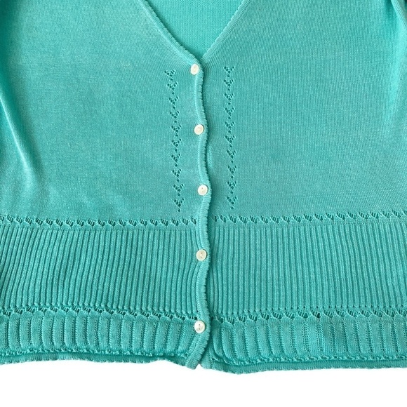 Vtg. Eddie Bauer Silk & Linen Blend Cottagecore Cardigan Lt. Aqua Sweater Sz M - Picture 4 of 11